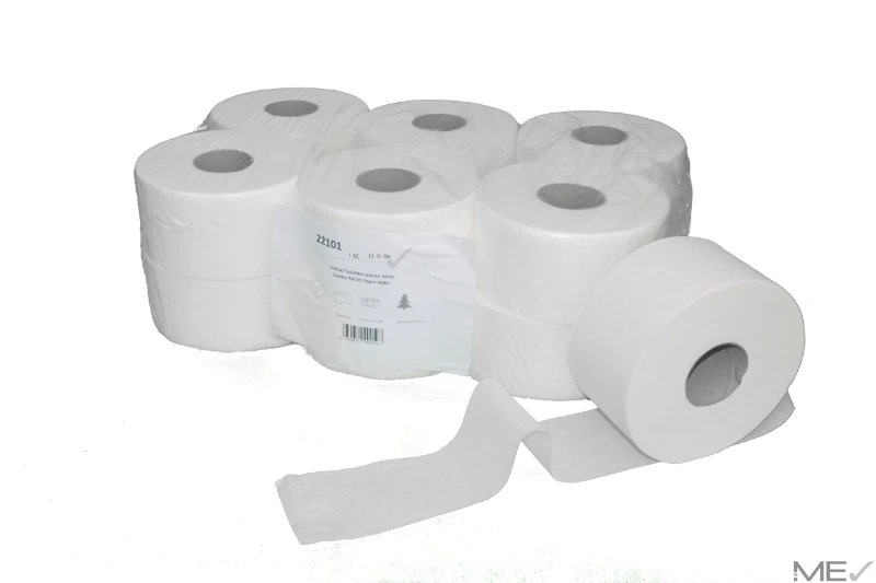 [22101] Jumbo-Toilettenpapier, MINI,  2-lagig, Zellstoff weiß, ca. 140 m, 12 Rollen pro Pack