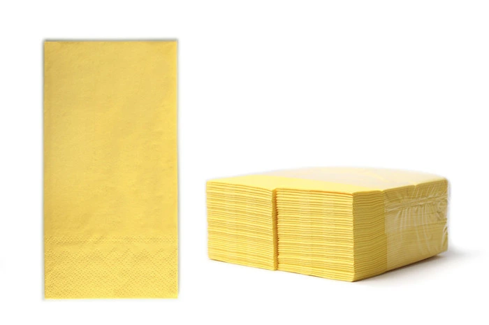 [50489] Servietten Kopffalz 2-lagig 33x33 cm, Zellstoff 16x80 Stück, verschiedene Farben (gelb)
